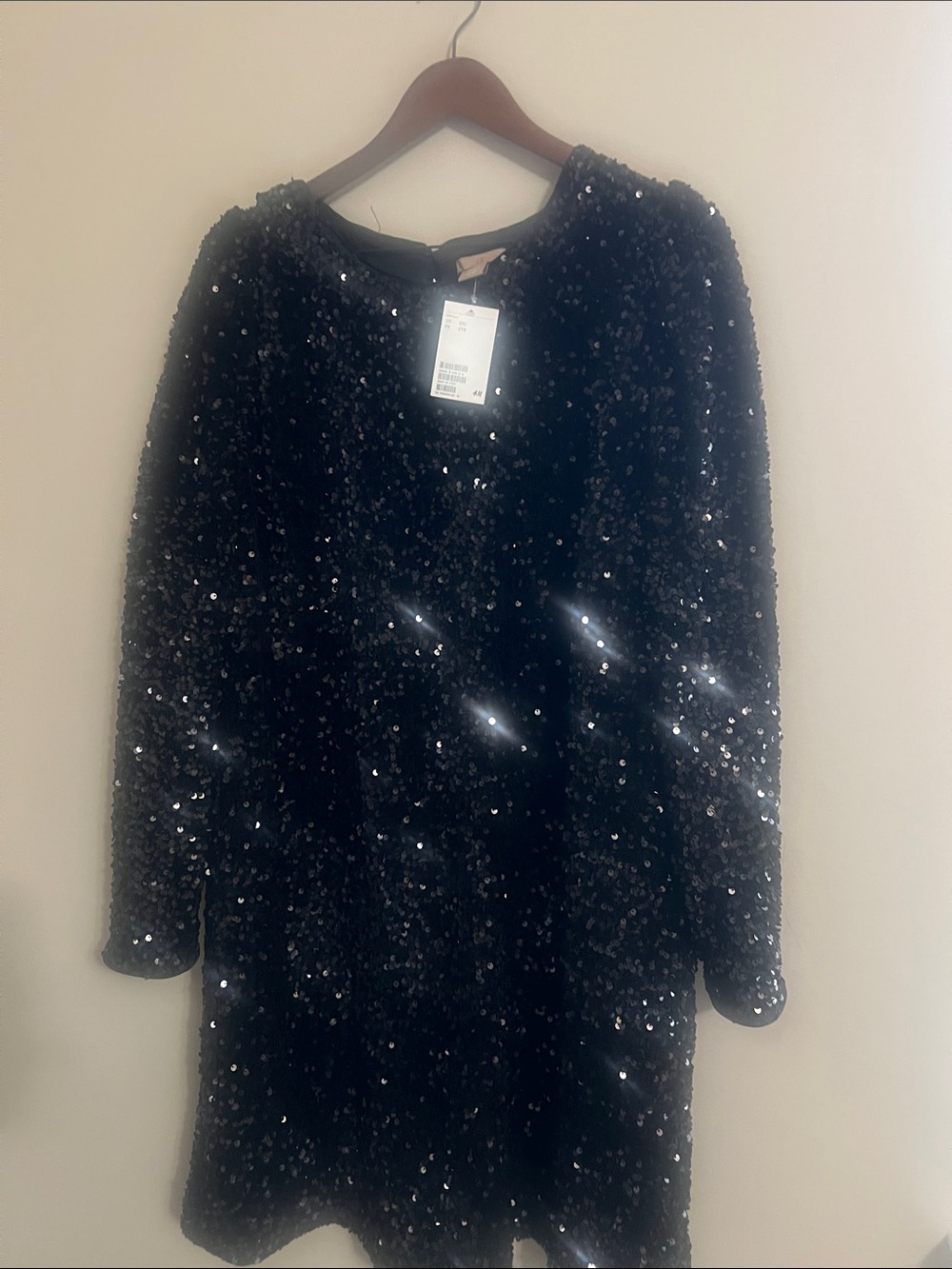 Black Sequin Long Sleeve Party Dress